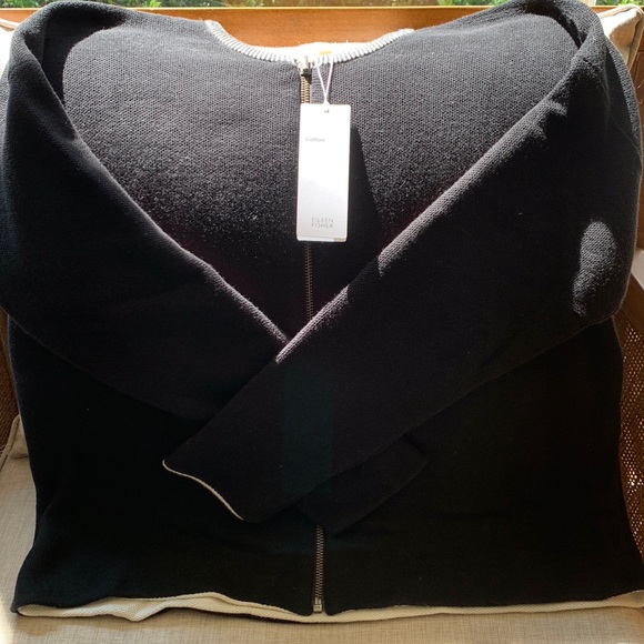 Eileen Fisher, Black zipper cardigan, S/P - Picture 1 of 6